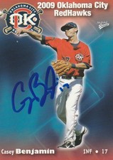 2009 Oklahoma City Redhawks Casey Benjamin #2 Texas Rangers Signed Auto Card OKC