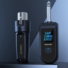 Set adattatore UHF wireless per microfono con trasmettitore e ricevitore XLR