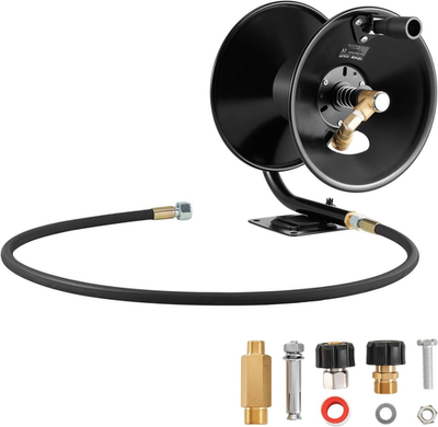 #ad Pressure Washer Hose Reel 50 Ft X 3 8 Inch Heavy Duty Steel Bracket Mounted Pre $81.56