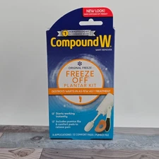 Compound W Freeze Off Wart Remover Plantar Kit 8 Applications Comfort Pads New