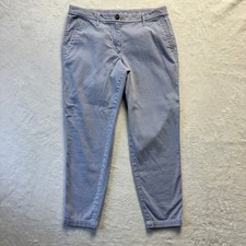 Talbots Pants Women Sz 6 Petite Blue Chambray Striped Girlfriend Chino Ankle