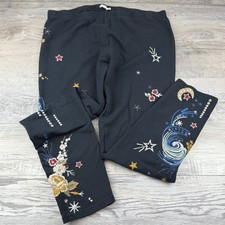 Johnny Was Cyllene Black Embroidered Leggings Women’s XL - Floral Celestial Boho