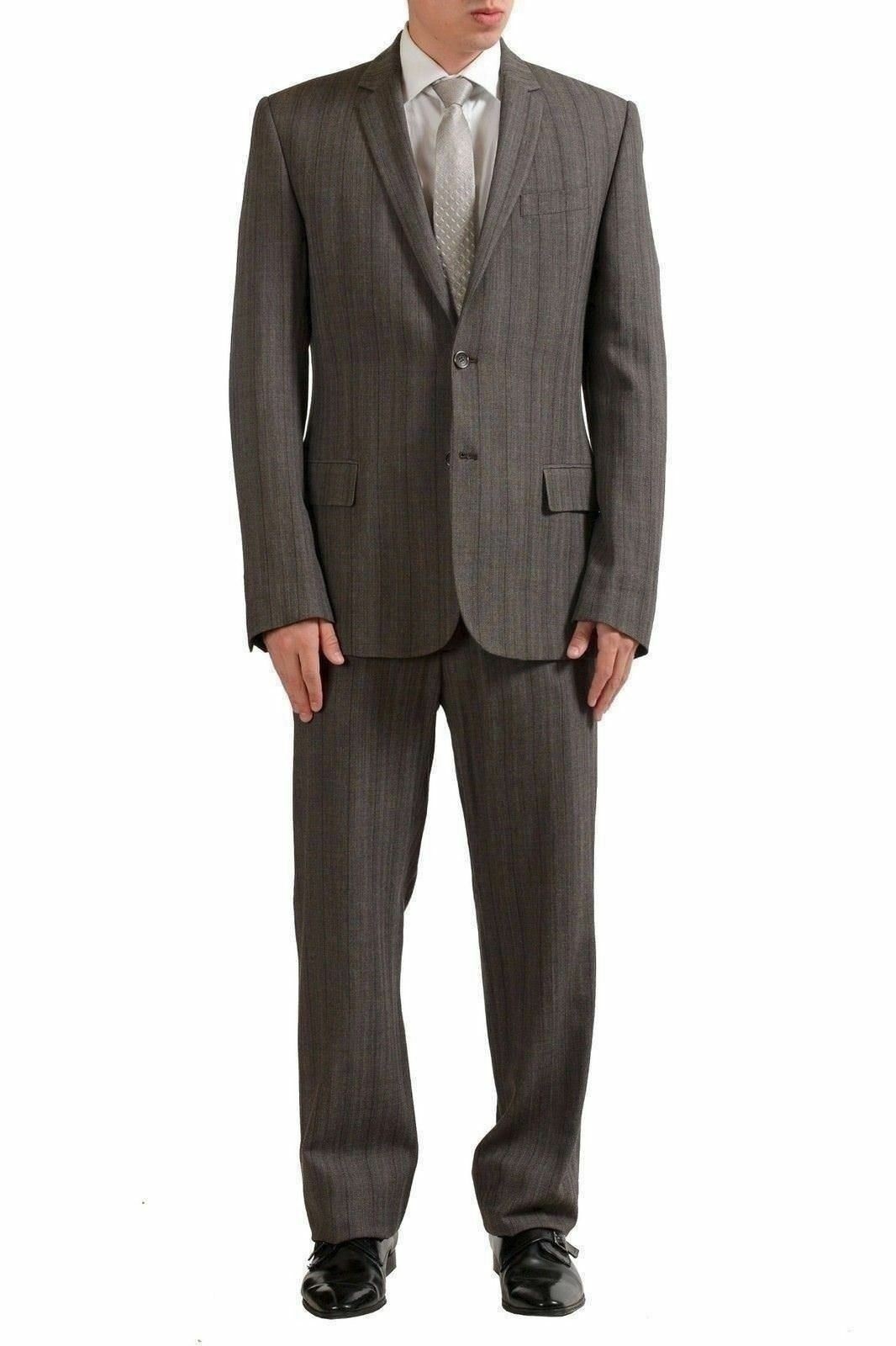 Мужской шерстяной костюм на двух пуговицах в коричневую полоску от Just Cavalli размер 44 НА 54 50890₽