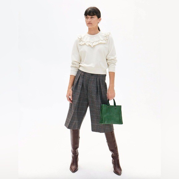 Clare V Petit Simple Tote Woven Rattan Evergreen NWT Leather image 5