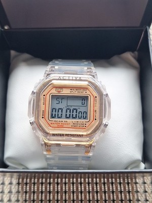 Activa Retro 424-006 Men's 44.5mm Transparent Rose Gold Digital Watch - NWT