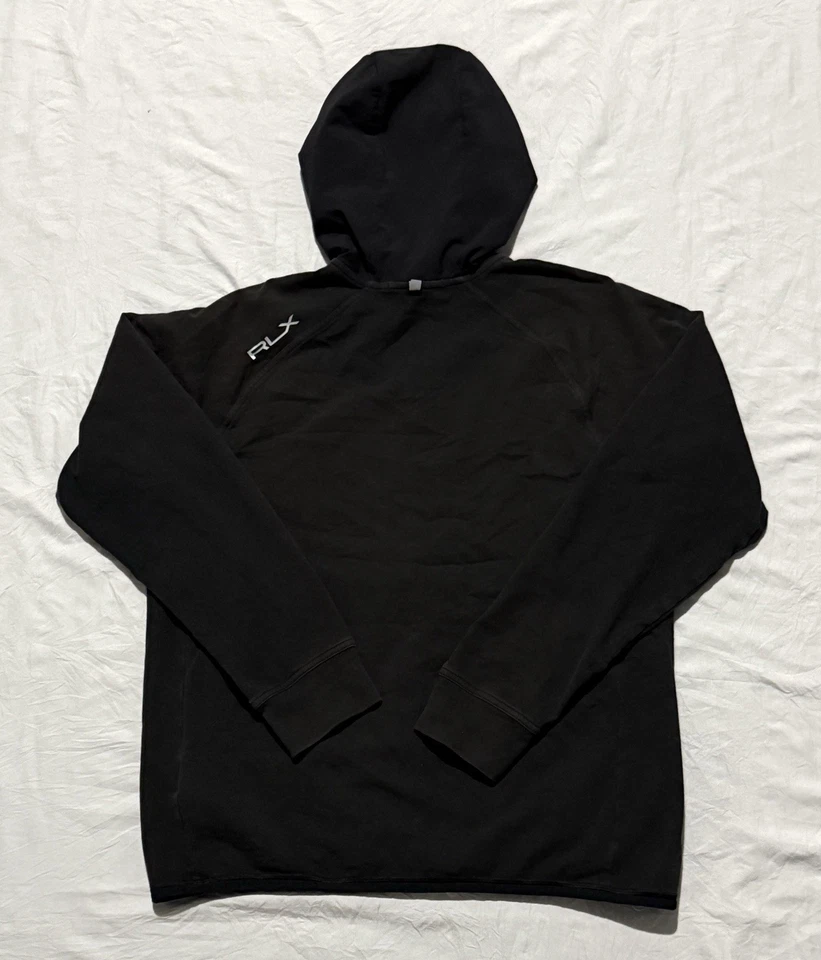 RLX Ralph Lauren Men's Medium Black Solid 1/2 Zip Golf Pullover Hoodie - Image 4 of 4