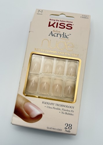KISS Salon Acrylic French Nude False Nails Medium 28 Nails Glue Included