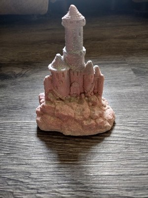 Pink Glitter Castle Figurine Miniature Fantasy Tower Decorative Collectible