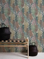 Florale Tapete Mit FarnbläTtern Leicht Strukturiert, Matt – Bunt, Beige, GrüN