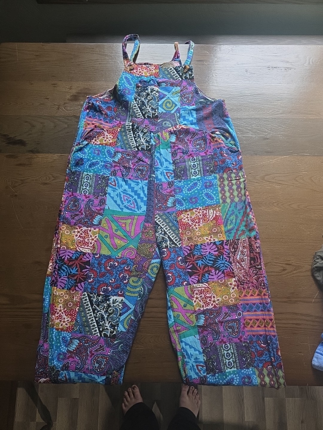 Overalls Jumper Patchwork Multicolor Colorful Hip… - image 1