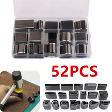 52PCS Leather Punch Set Craft Hollow Hole Cutter Punch Tool Round Oval Rectangle
