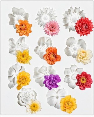 Silikonform Blumen, 3D Blumem Silikonformen Harz Rose Kerzen Form 11 Arten