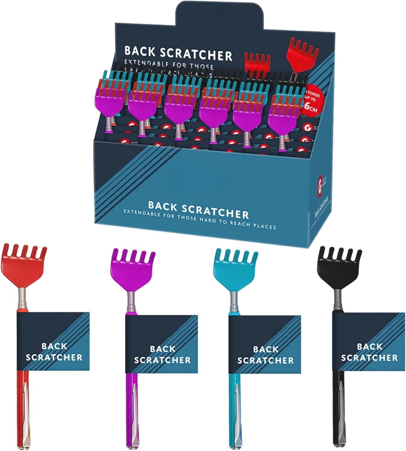 Extendable Back Scratcher with 5-Prong Rake | Telescopic Handle Extends to 36Cm