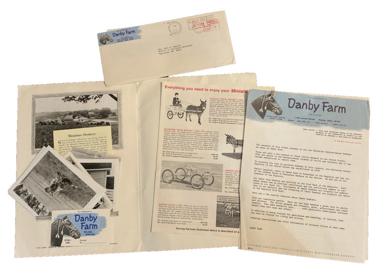 1971 Danby Farm Miniature Donkey Advertising Lot Photos Postcards Catalog H7