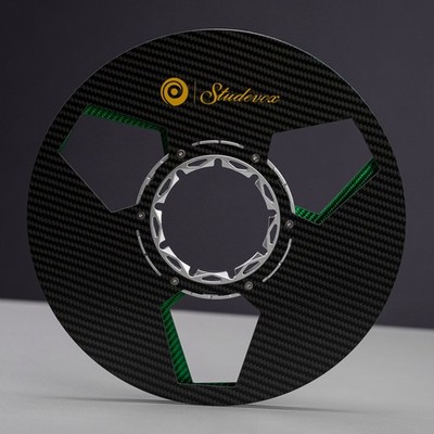 1X Studevox Pro Black/Green 10.5'' Carbon Fiber 1/4'' Tape Reel For Tape Recorders