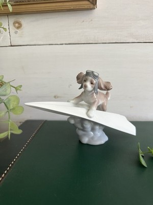 Lladrò Lladro Let's Fly Away Dog On Paper Plane Porcelain Figurine 6665