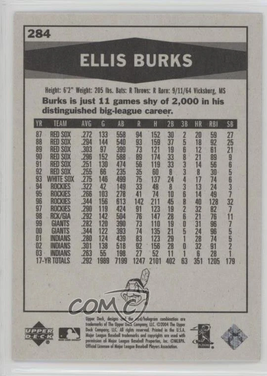2004 Upper Deck Vintage Ellis Burks #284 - Image 2 of 2