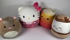 Squishmallows Lot 4 Hello Kitty Boba Plush Bundle Cute Stuffed Toys