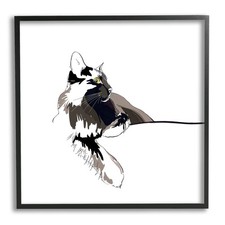 Minimal Cat Lounging Pet Portrait Framed Giclee Art, Design by Emily Kalina