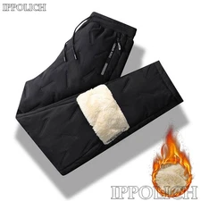 Winter Men Pant Cashmere Thicken Fleece Windproof Sweatpants Men Joggers Cotton