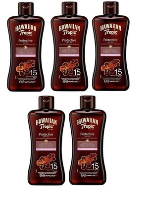 Hawaiian Tropic 5er Set schützende Trockenöl Sonnencreme LSF 15 5 x 100... 