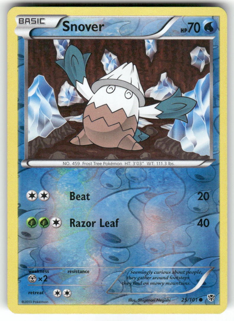 SNOVER - 25/101 - Heavily Played - Plasma Blast - REVERSE HOLO Common - Pokemon