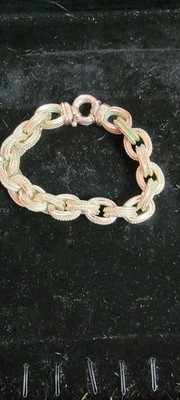 Italy Sterling Silver Textured Oval Link Bracelet 39.81g Heavy Statement 49
