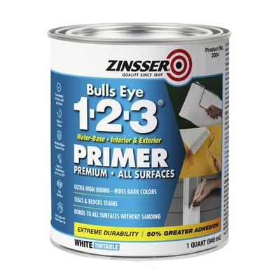 Zinsser Bulls Eye 1-2-3 Water-Base Primer & Sealer, White, Quart