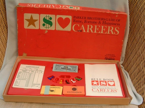 Vintage 1965 Parker Brothers CAREERS Board Game of Fame, Fortune, & Happiness
