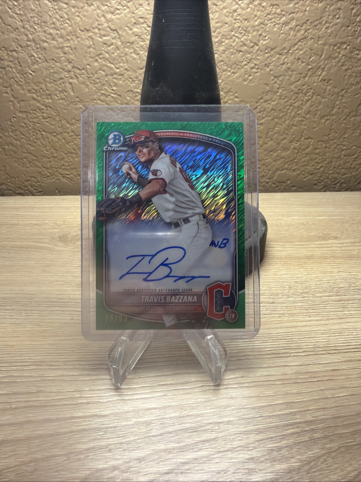 2025 Bowman Travis Bazzana #CPA-TB Chrome Prospect Auto Green Shimmer /99