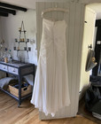 Enzoani Ivory Strapless A Line Chiffon Wedding Dress Ruching Beading 12