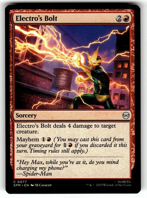 #ad #ad MTG Magic The Gathering Marvel#x27;s Spider Man Card #77 Electro#x27;s Bolt $0.99