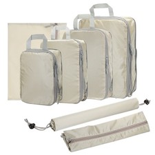 7 x Compression Packing Cube Expandable Storage Travel Luggage Organizers Beige