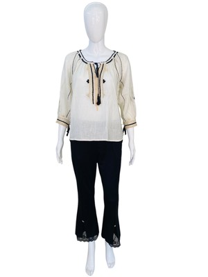 Ulla Johnson Damen Akazie Gehäkelt Bestickt Über Weiße Baumwolle Bluse TOP S 4