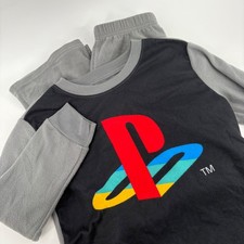 PlayStation Boys Size M 8 Pajama Set Gray Black Fleece Gamer PJs Sleepwear