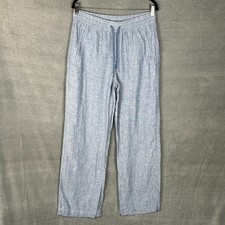 Athleta Pants Womens 8T Blue Linen Retreat Wide Leg Resort Beach Coastal Preppy