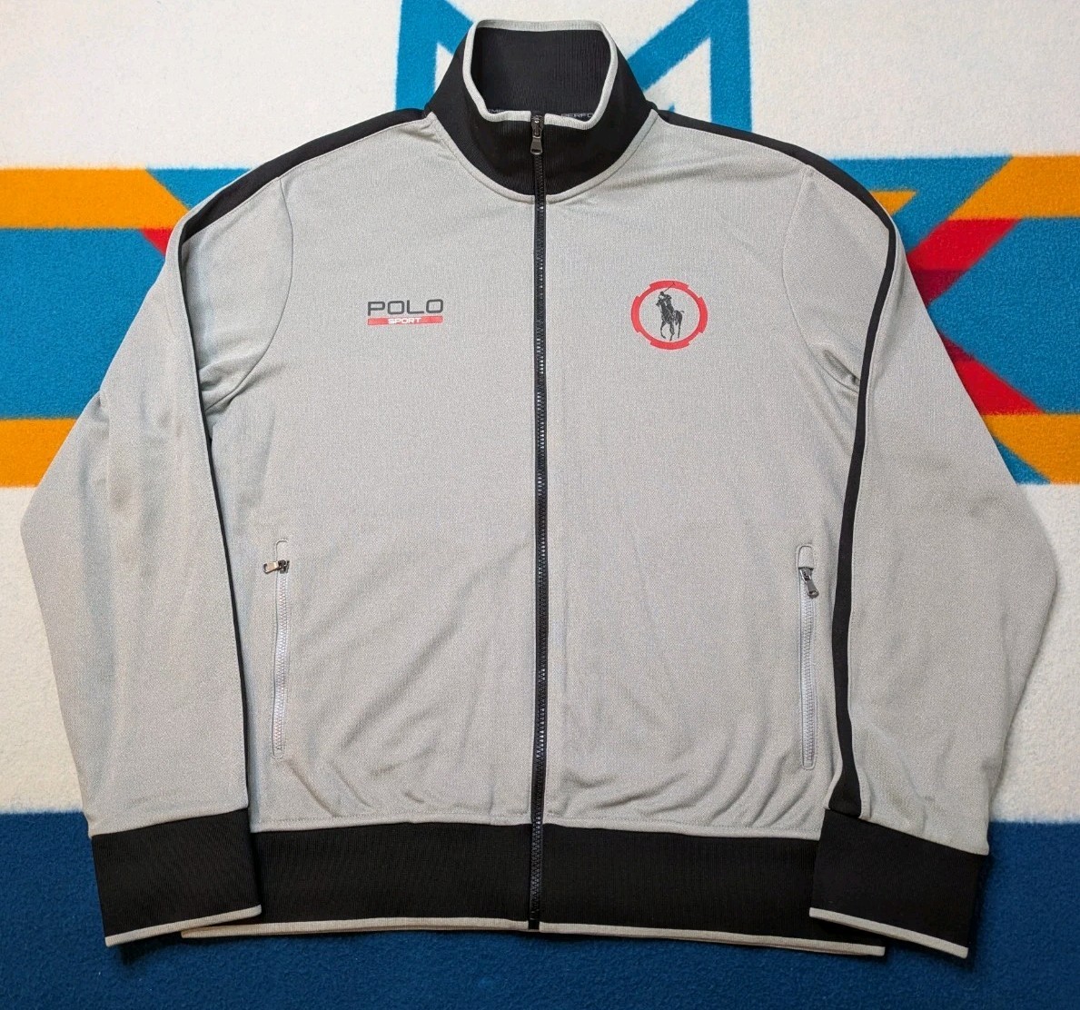 Ralph Lauren Polo Sport Performance Track Jacket Full Zip Pony Active Grigio Large