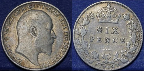 1908 Edward VII Sixpence — photo from the most recent tracked eBay sale