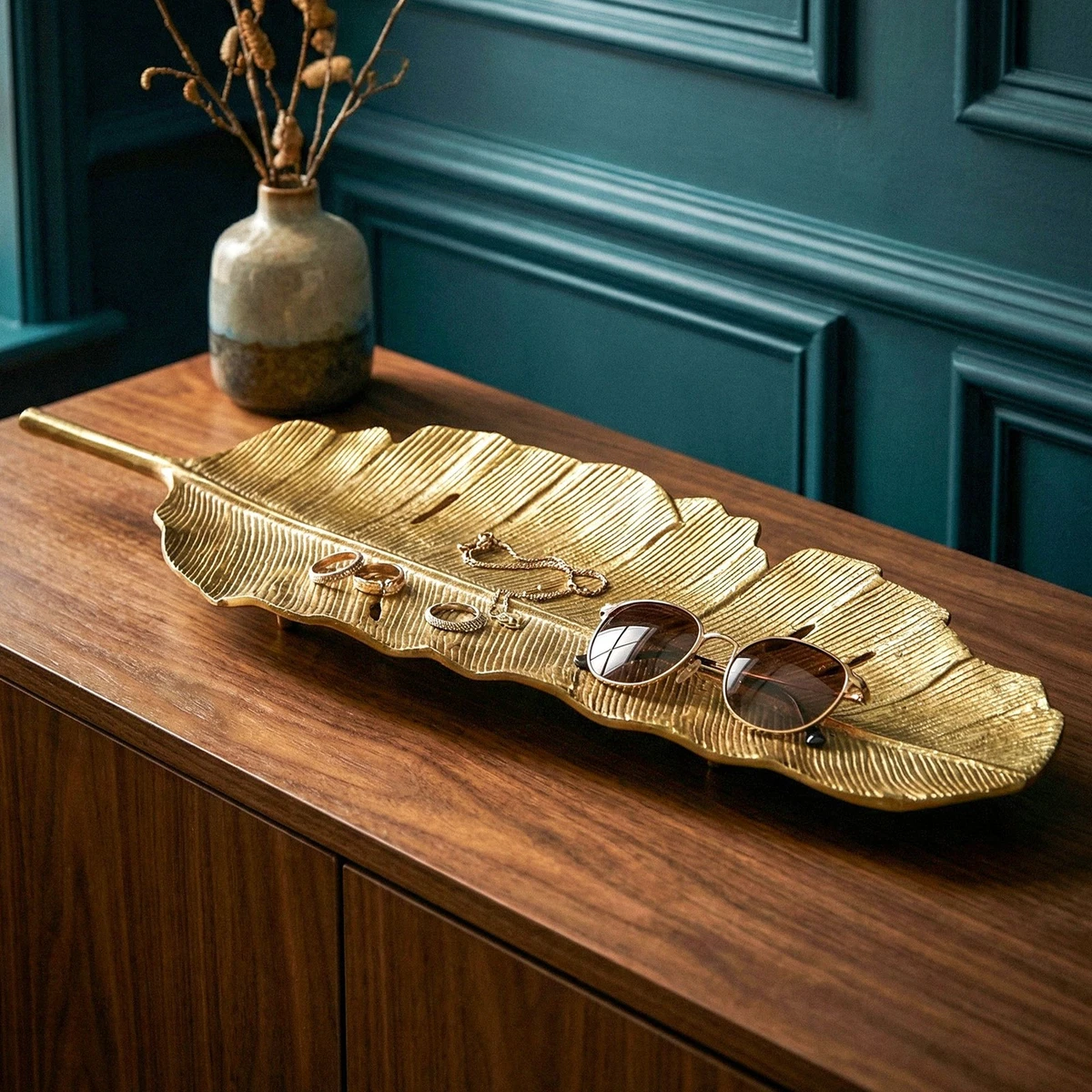 Set di 3 vassoi decorativi Portagioie in metallo con texture oro Ujung