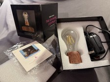 Magnetic Levitating Floating Wireless Light Bulb Desk Lamp Faux Wood Base w/ Box