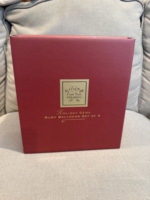 Set 4 Lenox Ruby Red Balloon Holiday GEMS Wine Glasses Crystal 9 