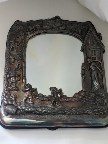 Neige Blanc 7 Nains Photo Cadre Miroir Repousse 925 Argent Sterling 15.5