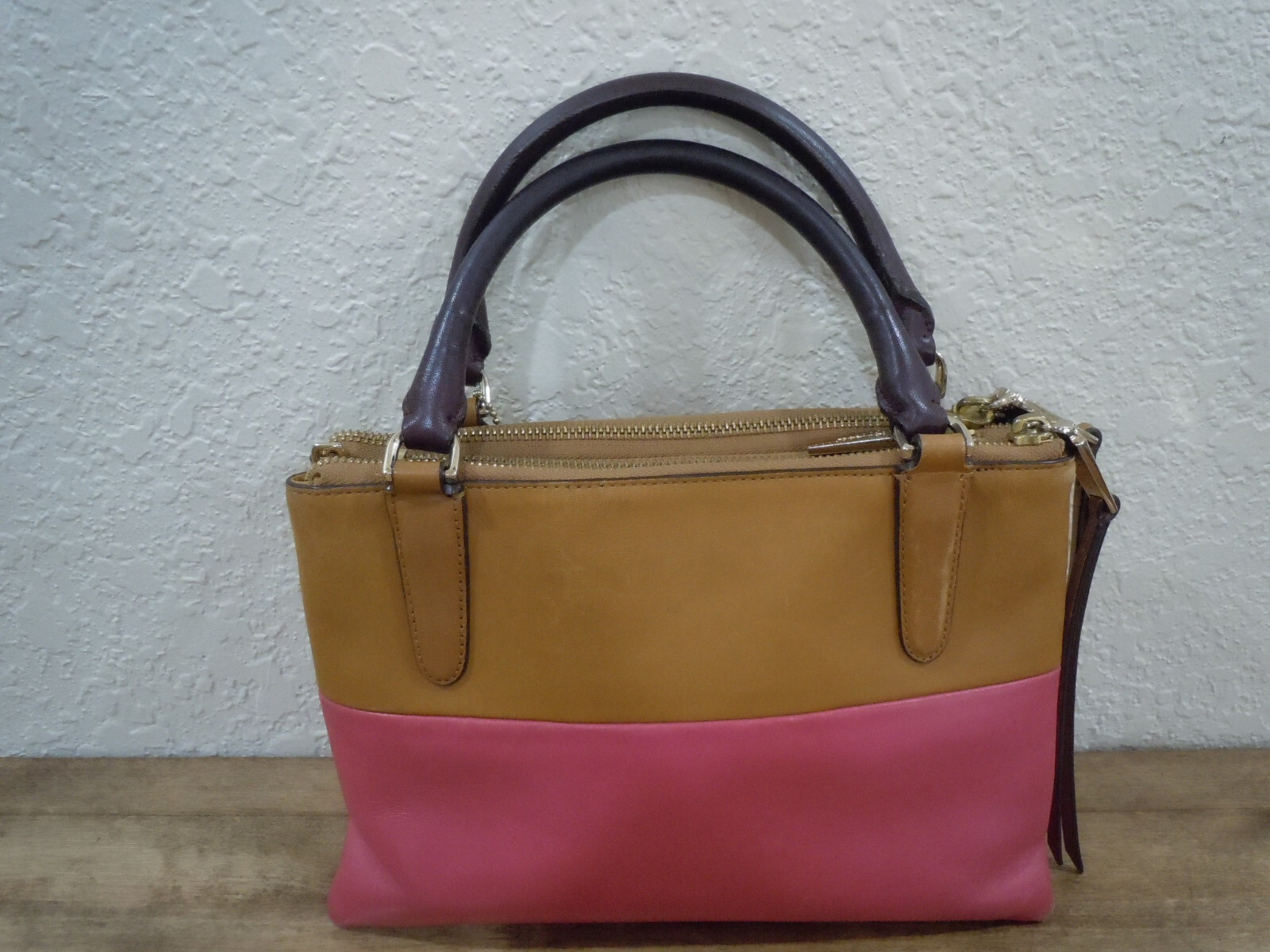Coach Borough Mini Retro Colorblock Logenberry Tan Gold Leather ...