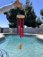 [Enjoy the sounds of nature at backyard...] 30 inches Red Aluminum Wind Chimes