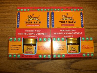 2-Tiger Balm Pain Relieving Ointment- Red Extra Strength 0.63 oz each Exp 3/28