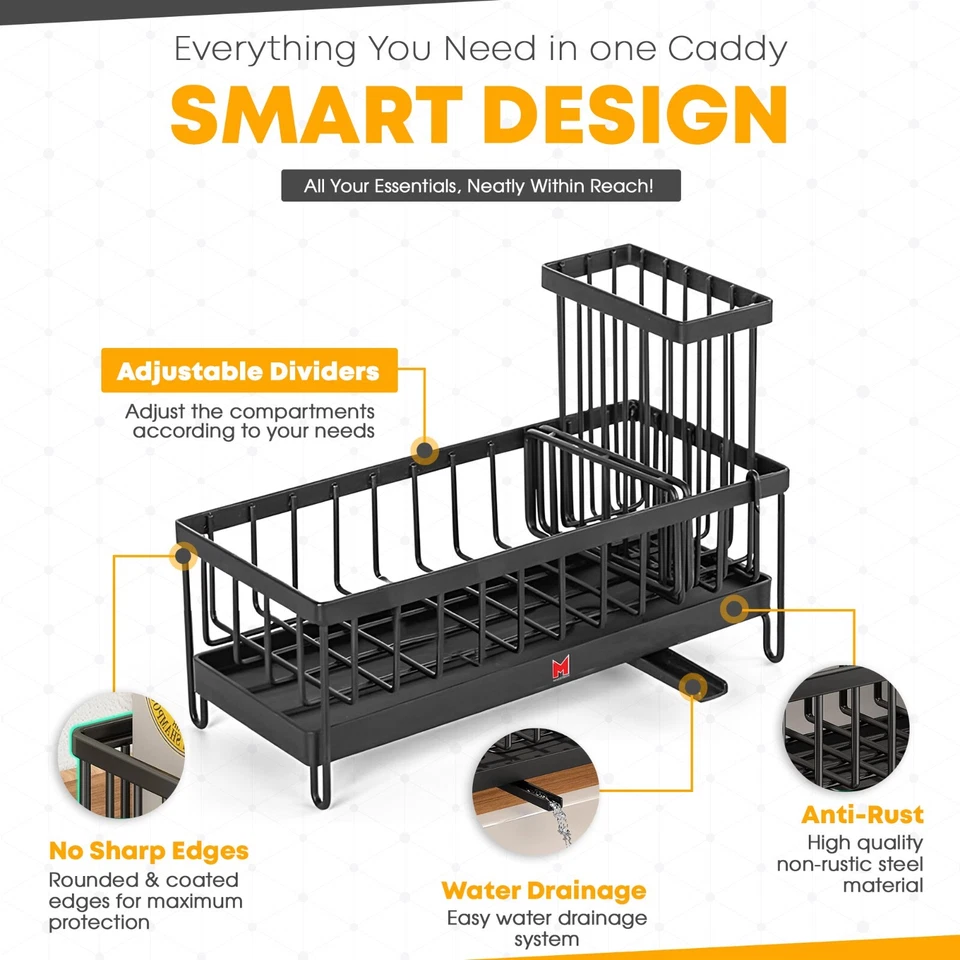 多功能厨房海绵架 – 高效排水水槽收纳盒 — 第 4/4 张图片
