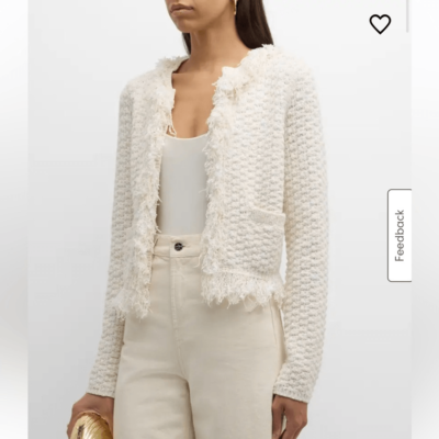 NWT A.L.C. April Fringe Open-Front Cardigan Cream Small | eBay
