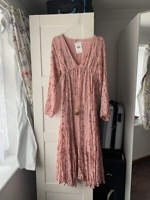 free people celina printed maxi dress Pink Free People Celina printed maxi dress XS gold Sequin