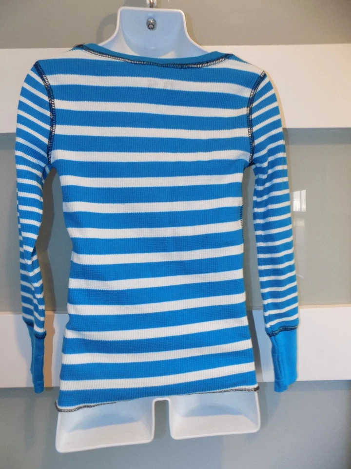 P.S. Aeropostale Blue/White Striped Long Sleeve Shirt Size 4 Girls NEW  - Image 3 of 3