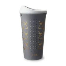 GoSili Reusable Silicone Cup Dark Grey Print 16oz microwave dishwasher safe